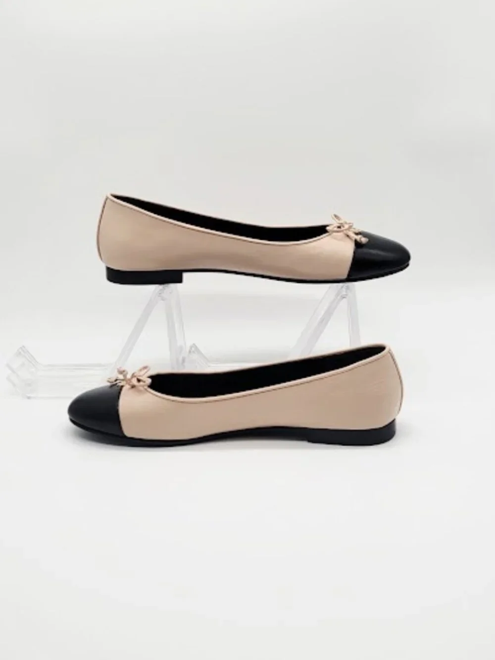 TORY BURCH Cap Toe Ballet Flats Women’s Size 8 Rose/ Black Bow Round Toe Shoes